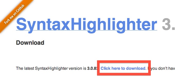 SyntaxHighlighterをダウンロードする