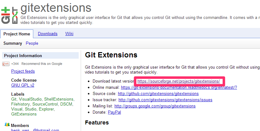 Git Extensionsのインストーラダウンロード（１）