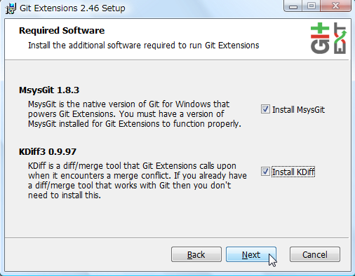 Git Extensionsのインストール（３）