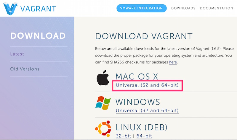 Vagrantインストーラのダウンロード