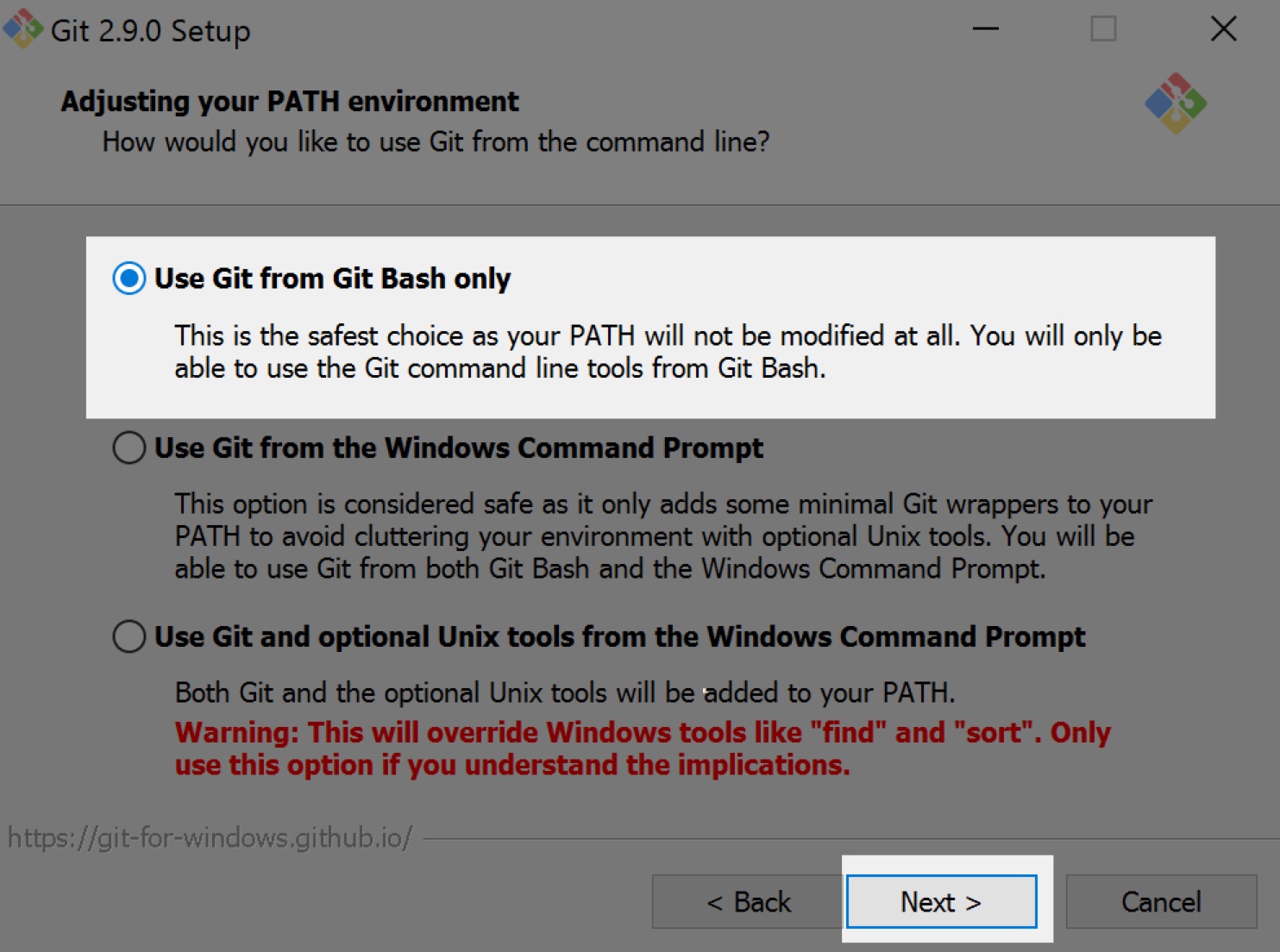 Git for Windows PATHの設定