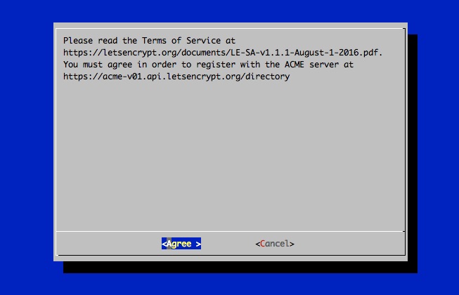 Let's Encrypt 利用規約の同意