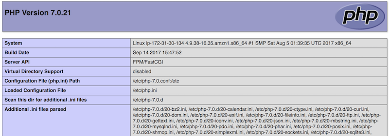 PHP7とnginxでphpinfo()実行