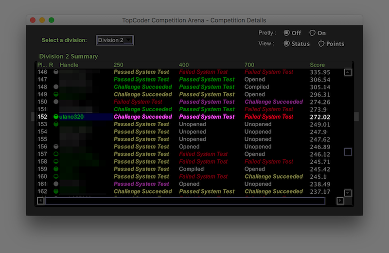 Topcoder SRM Summary (Division2)