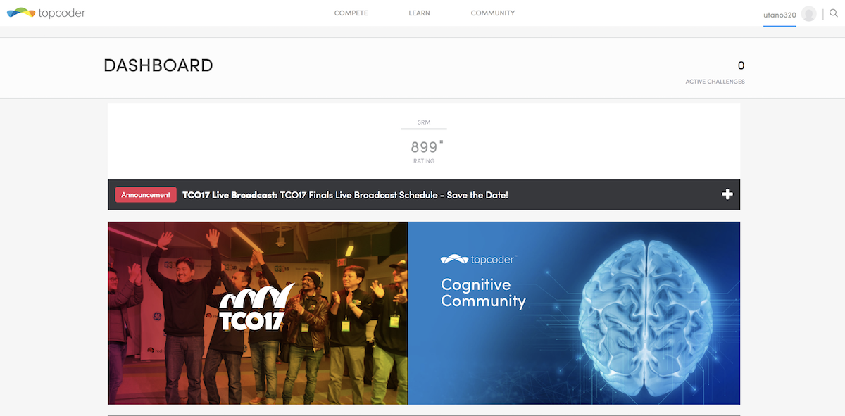 Topcoder ダッシュボード